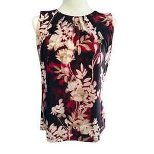 Calvin Klein Black Red White Sleeveless Top Petite Large